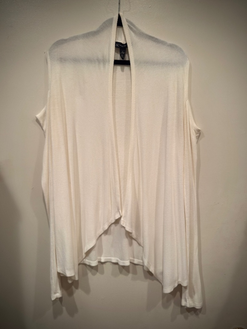 White Cold Shoulder Long Sleeve Open Cardigan Size M